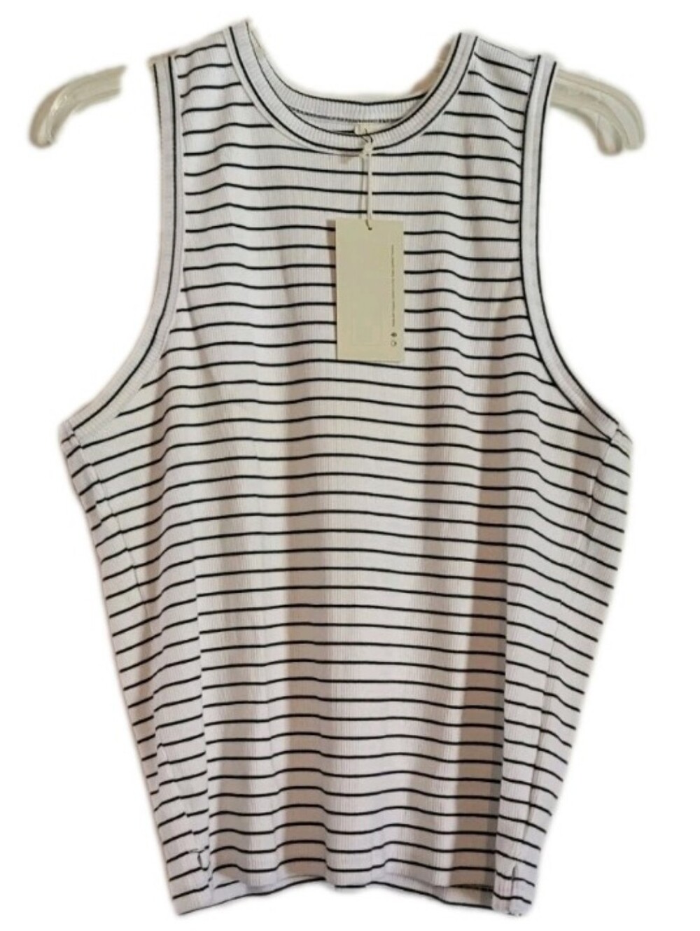Pact Ribbed Racerback Tank Top Organic Cotton White Black Stripe Versatile